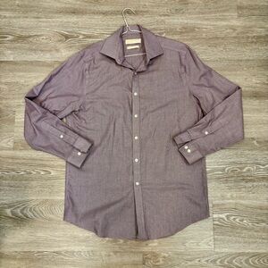 Michael Michael Kors Purple Micro Plaid Classic Fit Casual Ahirt 15 1/2  32/33